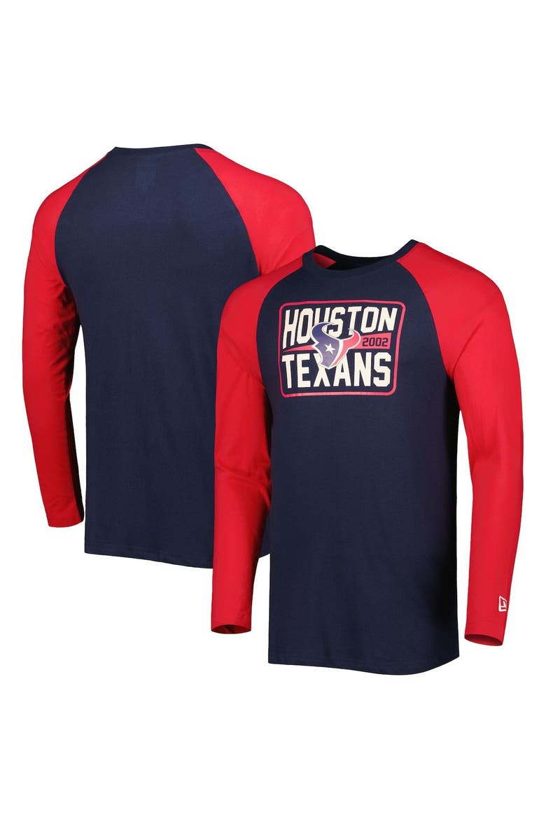 Men's New Era Navy Houston Texans Current Raglan Long Sleeve T-Shirt, Main, color, Navy