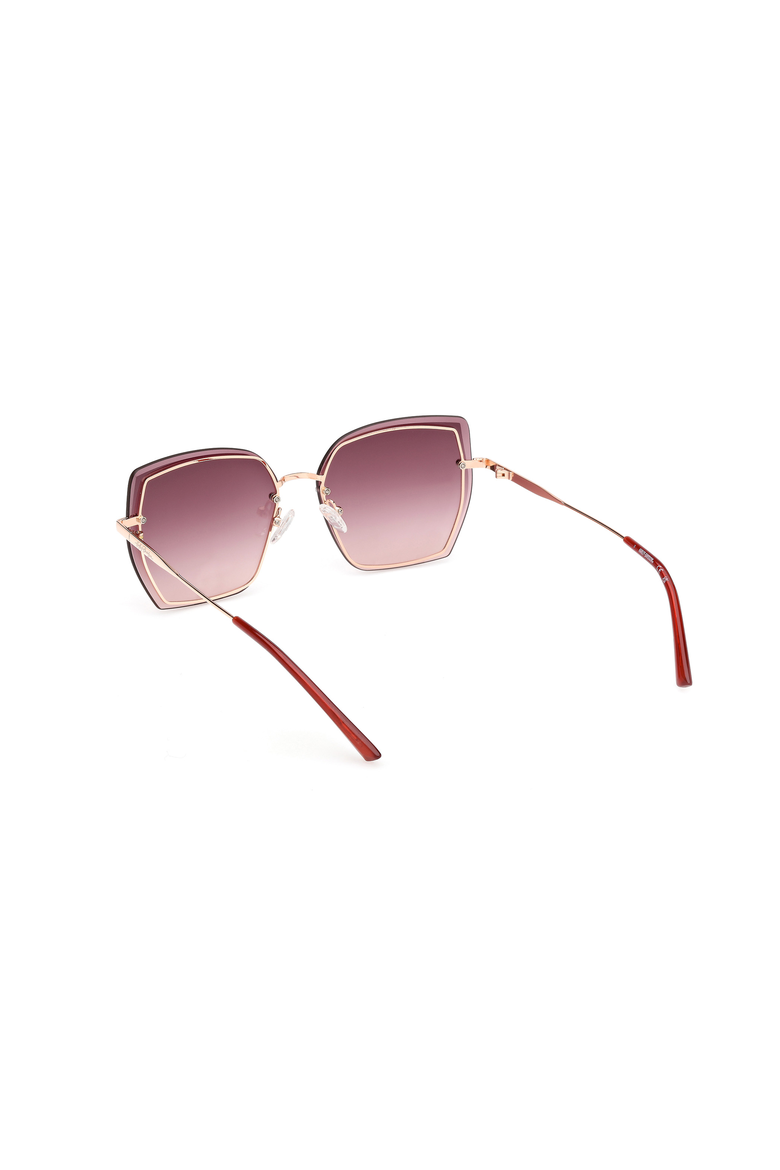 Oversized Square Metal Sunglasses, Alternate, color, Rose Gold / Bordeaux