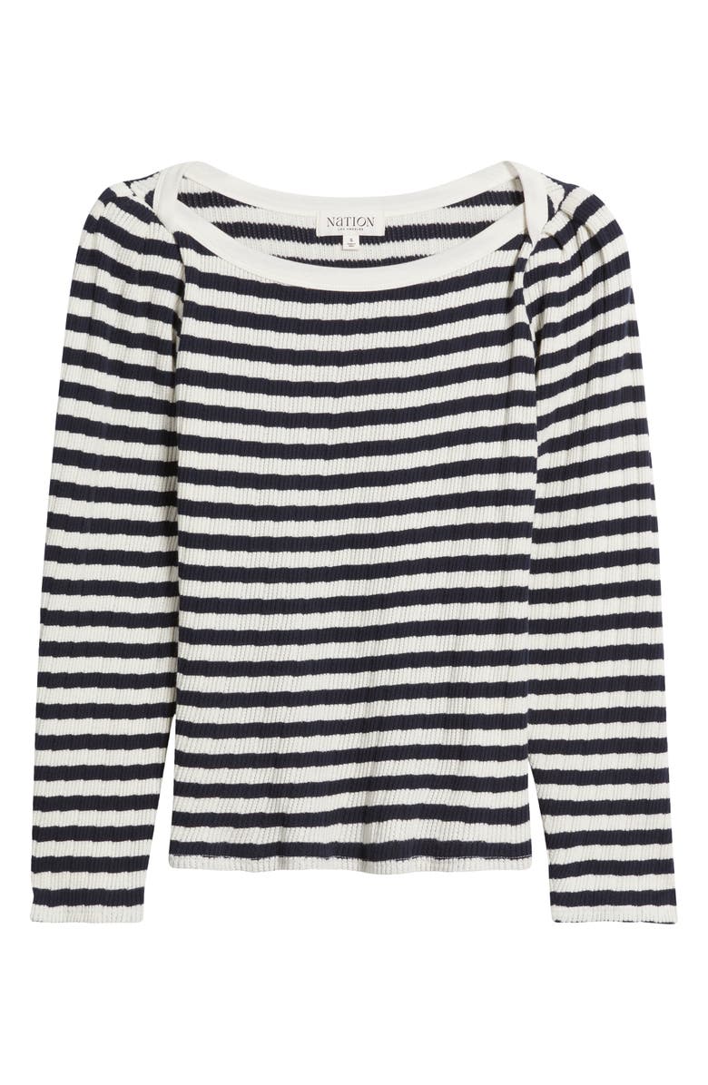 Nation LTD Amelie Stripe Envelope Neck Top, Alternate, color, Pointelle Stripe