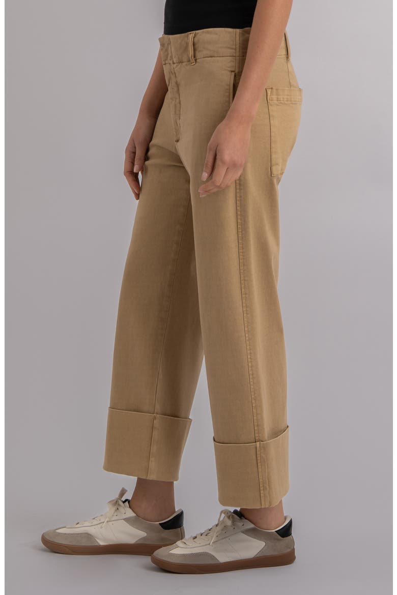 Sienna High Waist Relaxed Straight Leg Twill Pants, Alternate, color, KHAKI