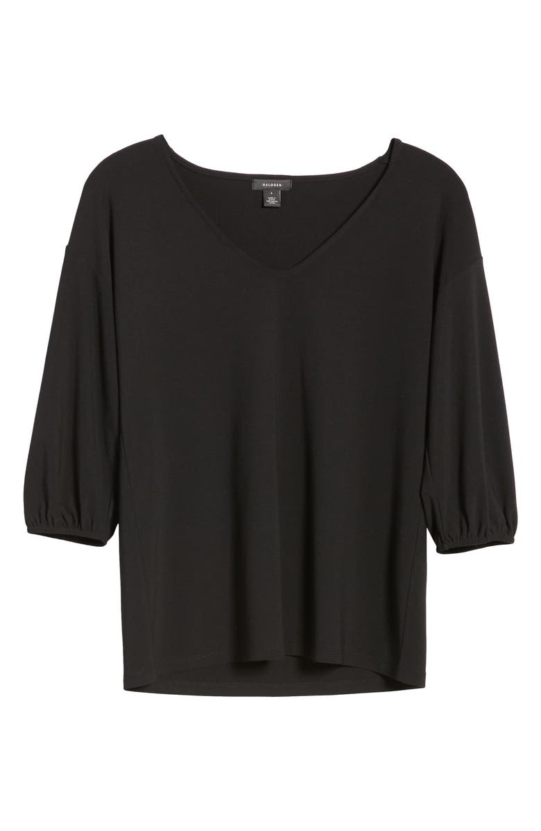 Halogen<sup>®</sup> V-Neck Puff Sleeve Knit Top, Alternate, color, 
