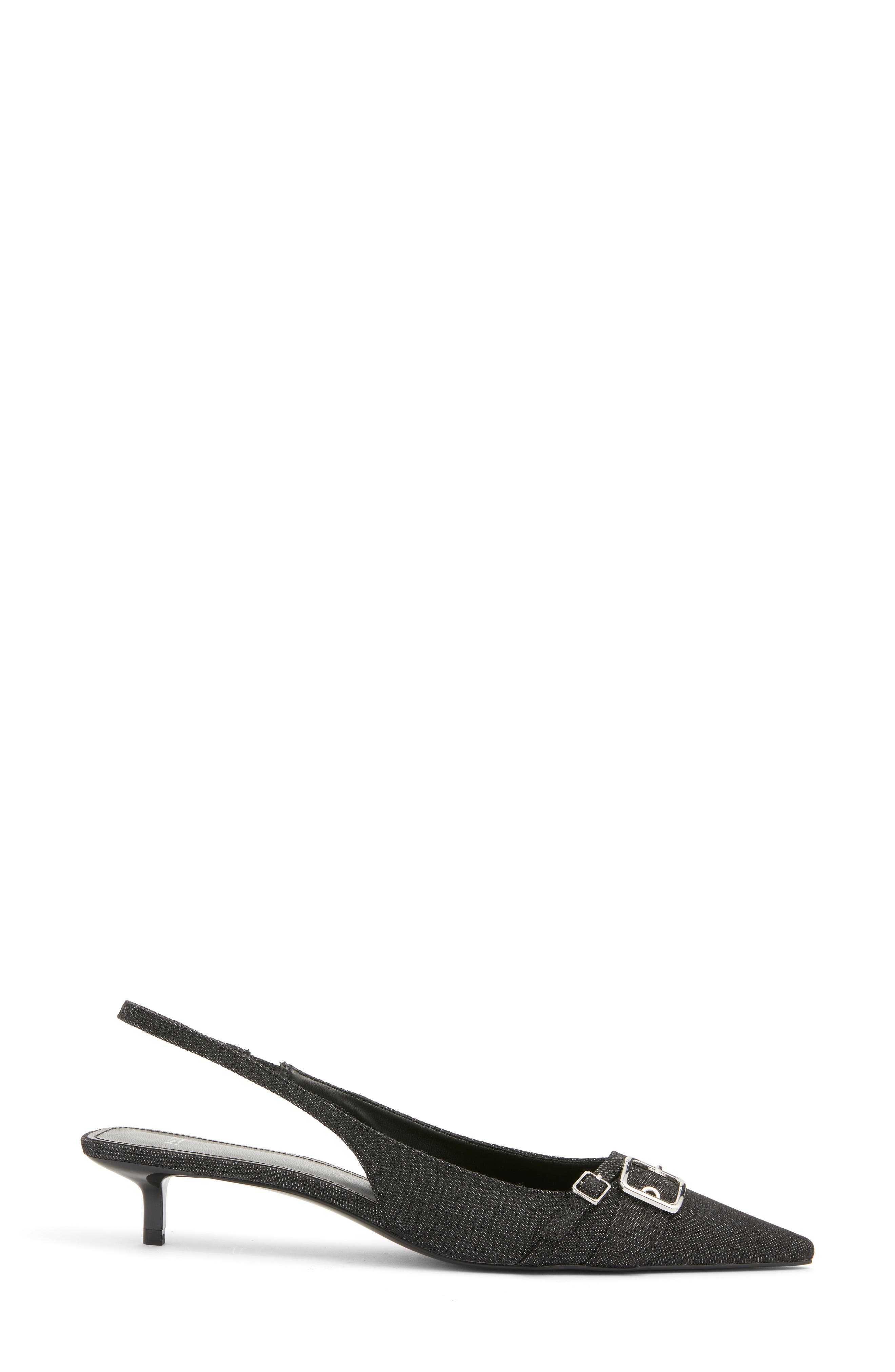 MANGO Mecha Kitten Heel Pointed Toe Pump, Alternate, color, Navy