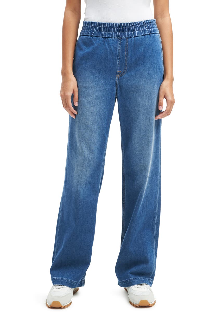 JEN7 by 7 For All Mankind The Traveler Pull-On High Waist Wide Leg Denim Pants, Main, color, 