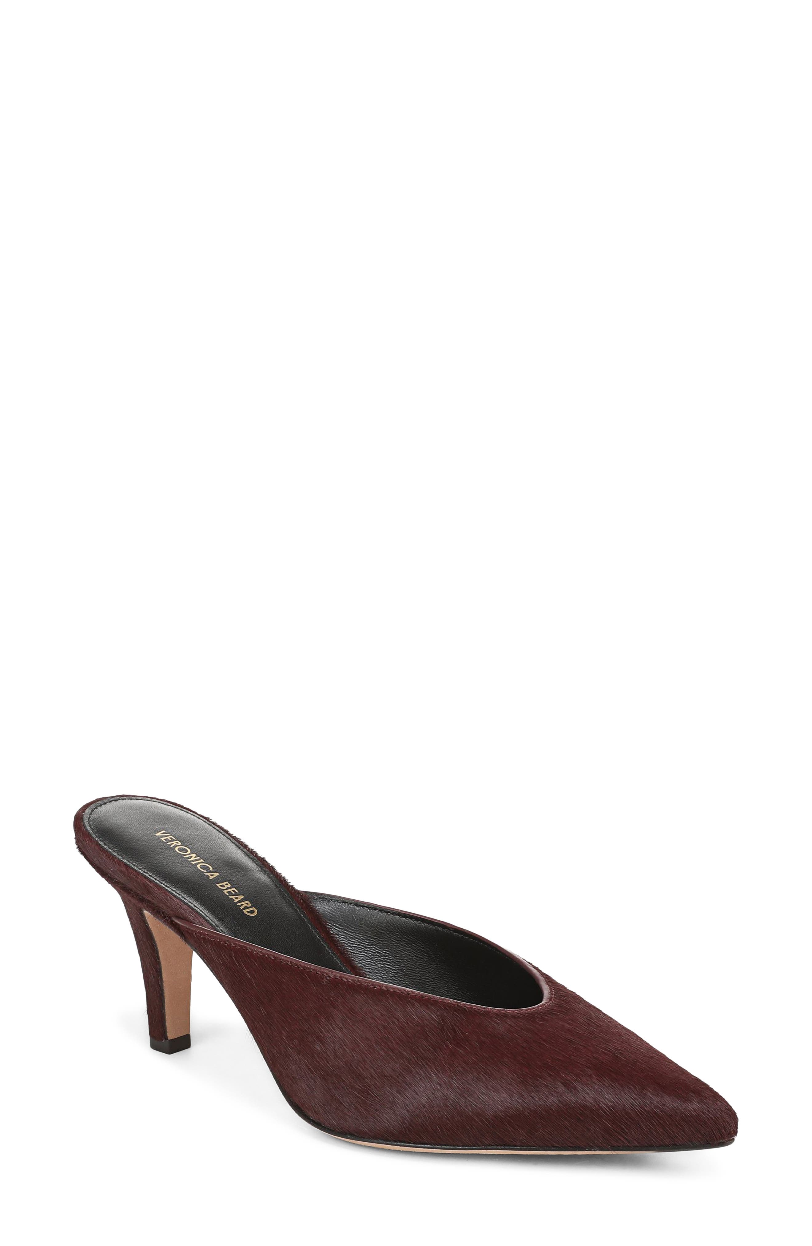 Rochelle Genuine Calf Hair Mule, Main, color, BURGUNDY