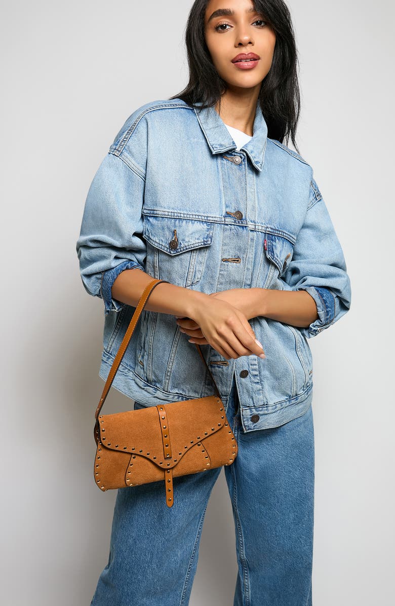 AIMEE Armour Leather Baguette Shoulder Bag, Alternate, color, Rustic Caramel Suede
