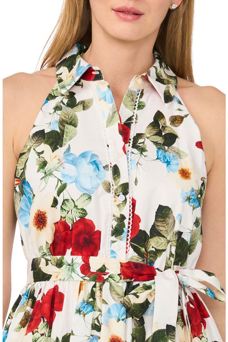 Floral Sleeveless Cotton Fit & Flare Shirtdress, Alternate, color, ULTRA WHITE