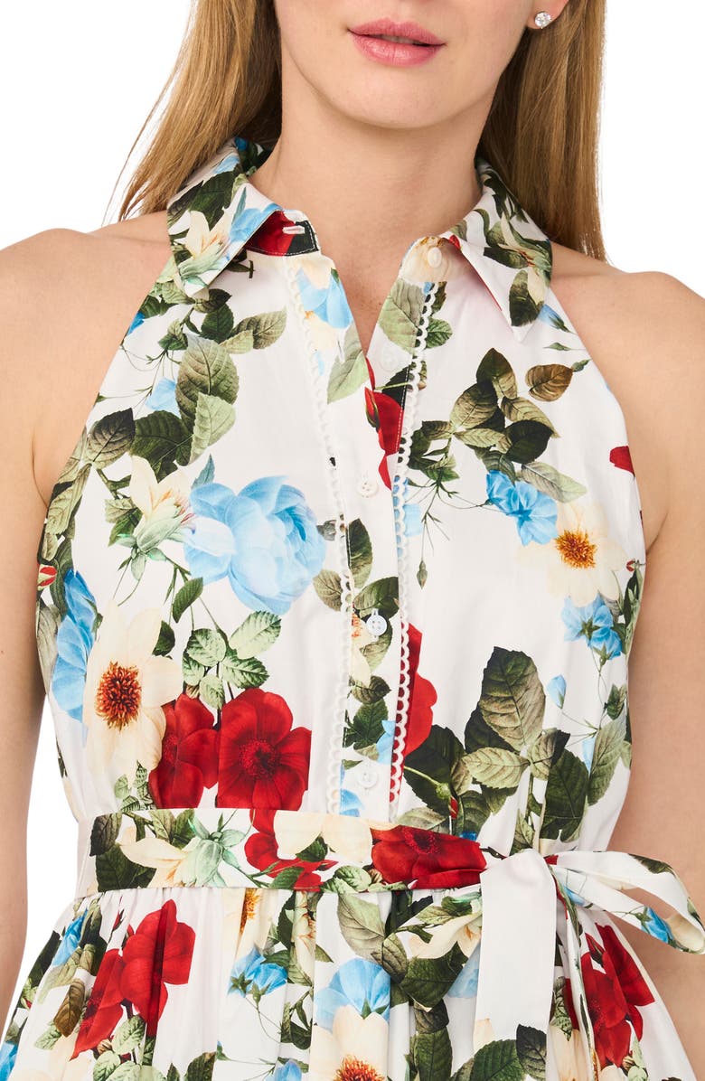 Ted Baker Floral Sleeveless Cotton Fit & Flare Shirtdress, Alternate, color, Ultra White