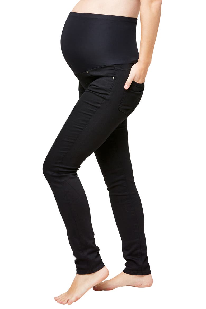 Soho Skinny Over the Bump Maternity Jeans, Alternate, color, BLACK