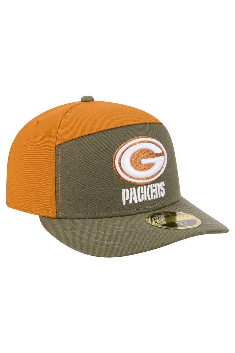 Men's New Era Olive/Brown Green Bay Packers Two-Tone Color Pack Split Panel 59FIFTY Fitted Hat, Alternate, color, Olive