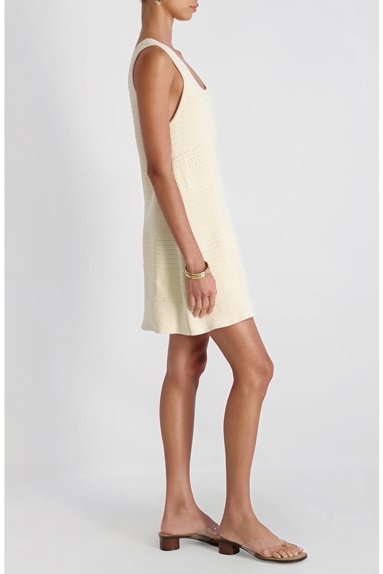 Mozart Mixed Stitch Sleeveless Minidress, Alternate, color, ECRU