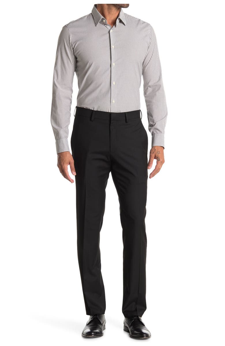 Kenneth Cole Reaction Texture Weave Slim Fit Dress Pant, Main, color, Black