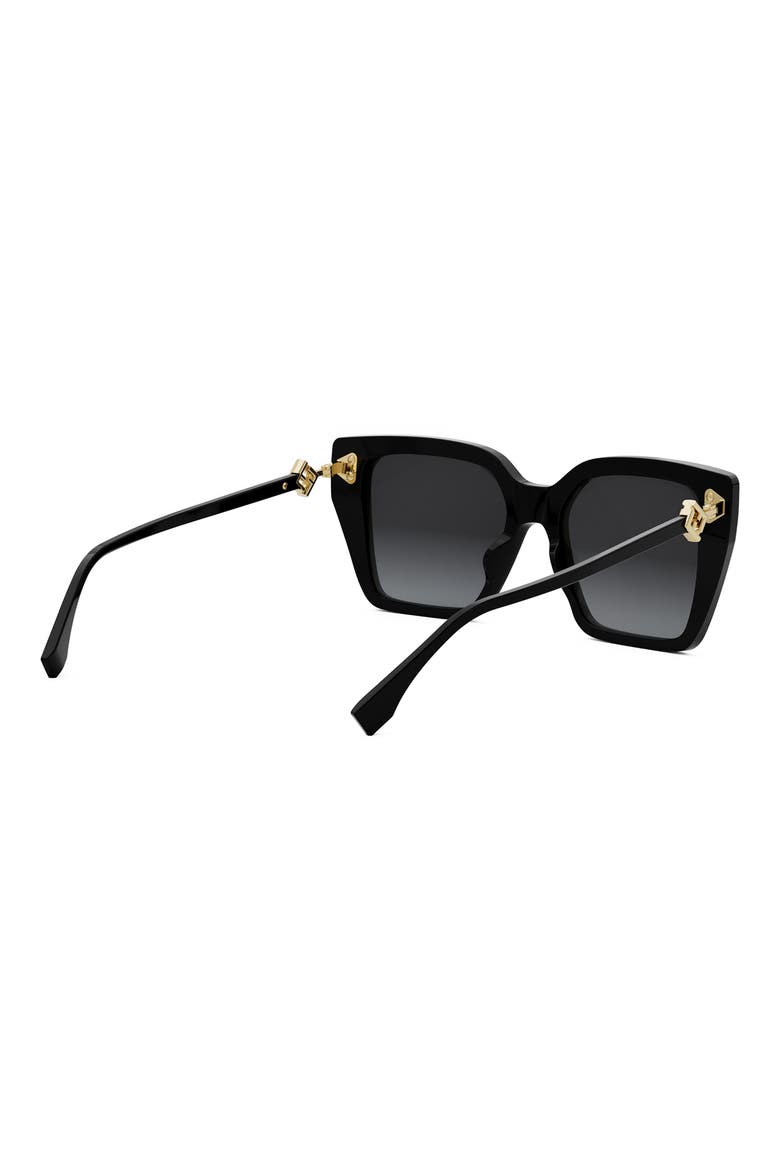 FF Diamonds 54mm Gradient Square Sunglasses, Alternate, color, SHINY BLACK / GRADIENT SMOKE