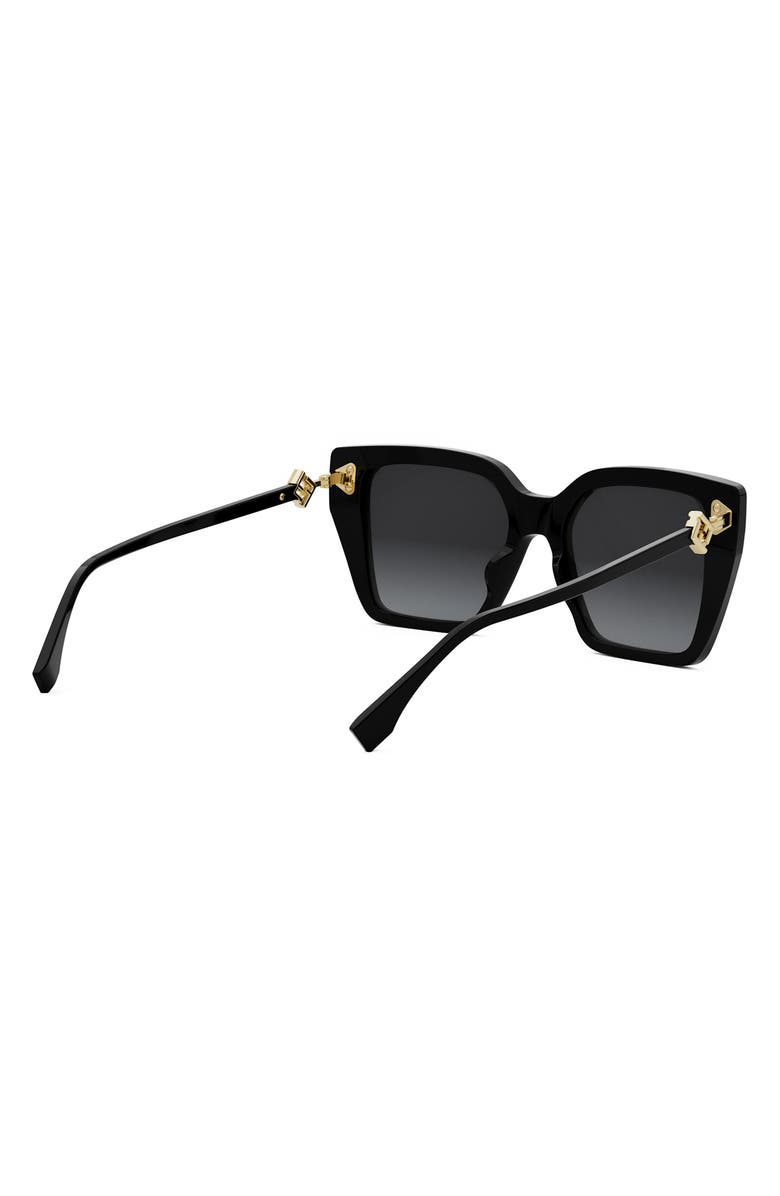 Fendi FF Diamonds 54mm Gradient Square Sunglasses, Alternate, color, Shiny Black / Gradient Smoke