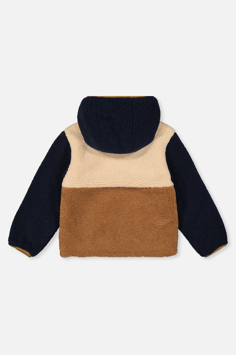Mid-Season Reversible Fleece Hooded Jacket, Alternate, color, Dark Blue and Brown