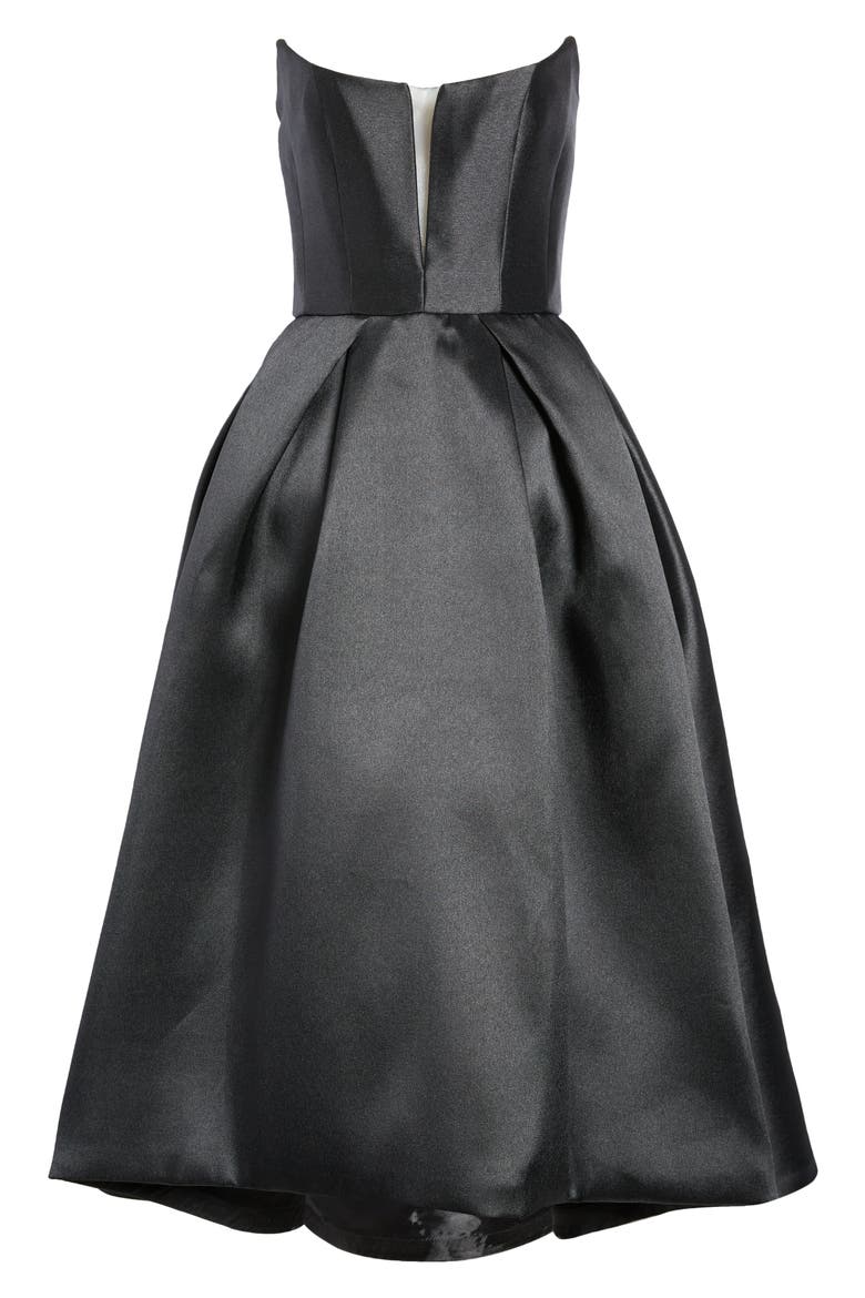 Strapless Satin Gown, Alternate, color, BLACK