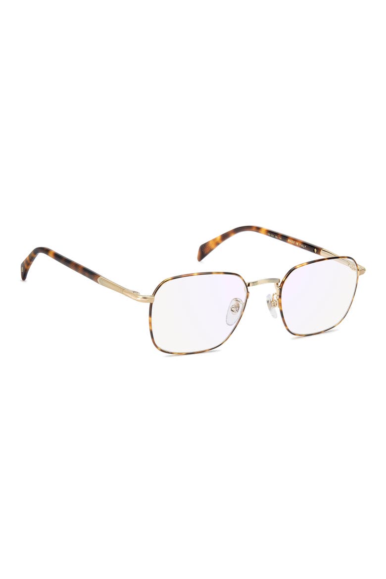 52mm Square Optical Glasses, Alternate, color, GOLD HAVANA/ BLUE