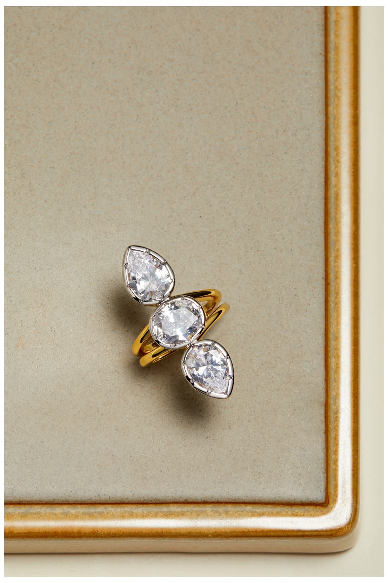 Le Marais Triple Statement Cubic Zirconia Ring, Alternate, color, GOLD