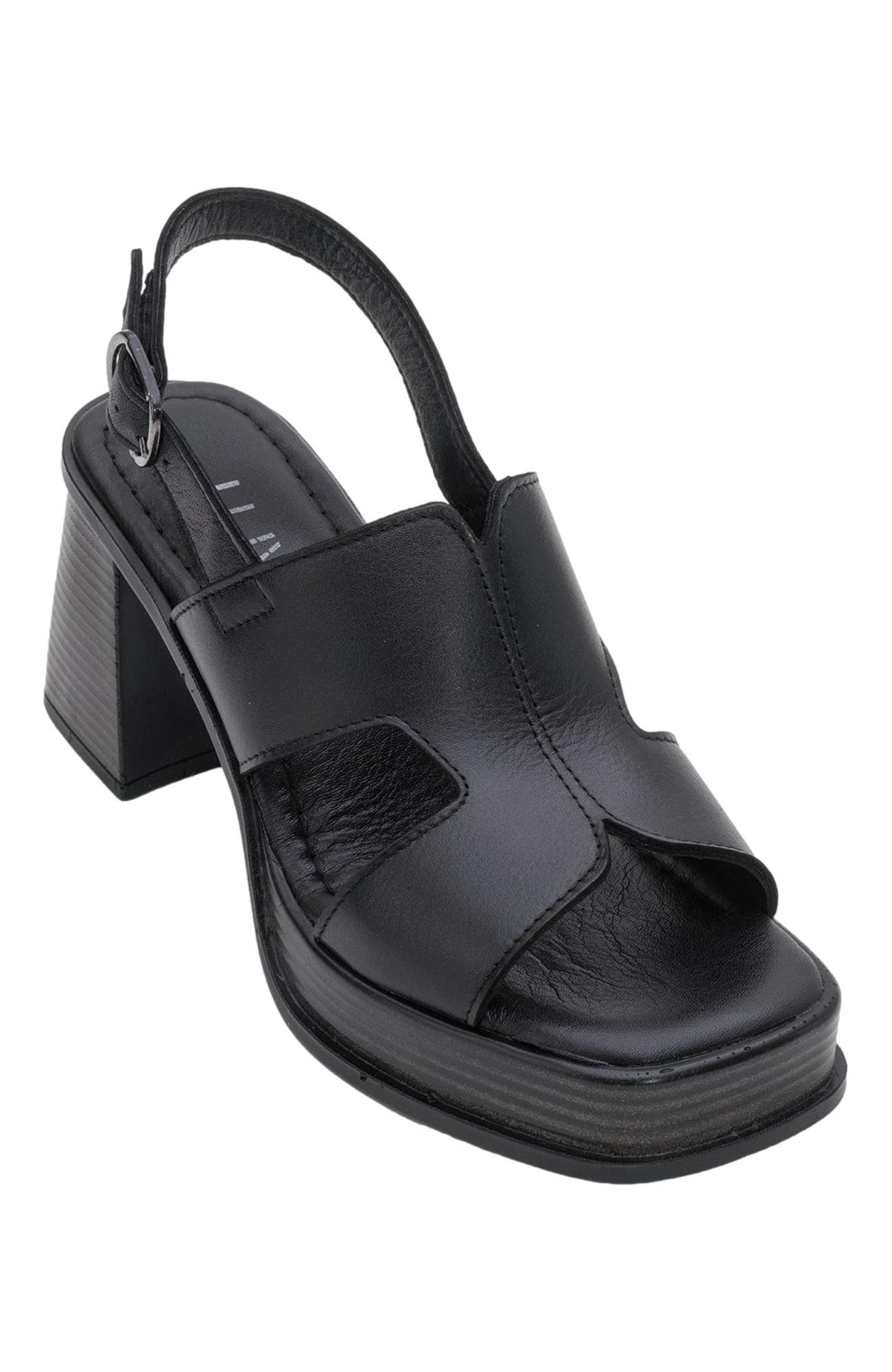 Forever 
Always Shoes Zennia Leather Platform Sandal, Alternate, color, Black Leather