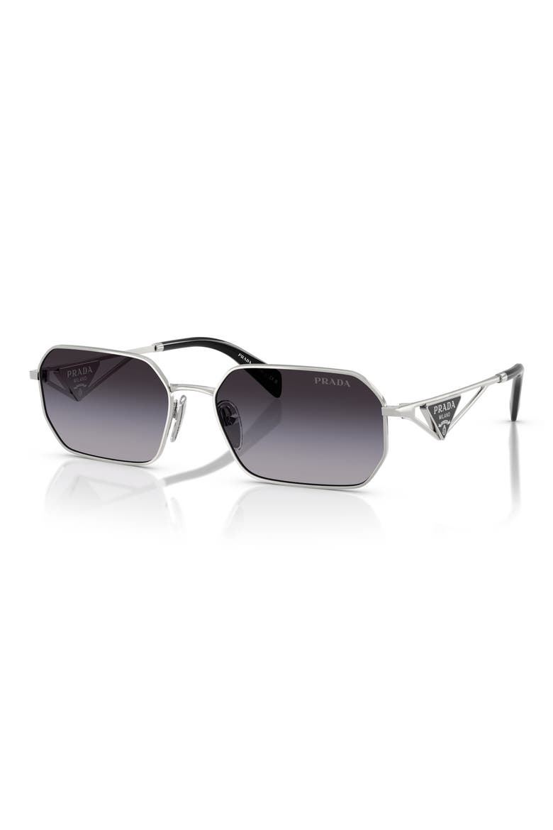 58mm Gradient Rectangular Sunglasses, Alternate, color, 1BC90A58 SILVER