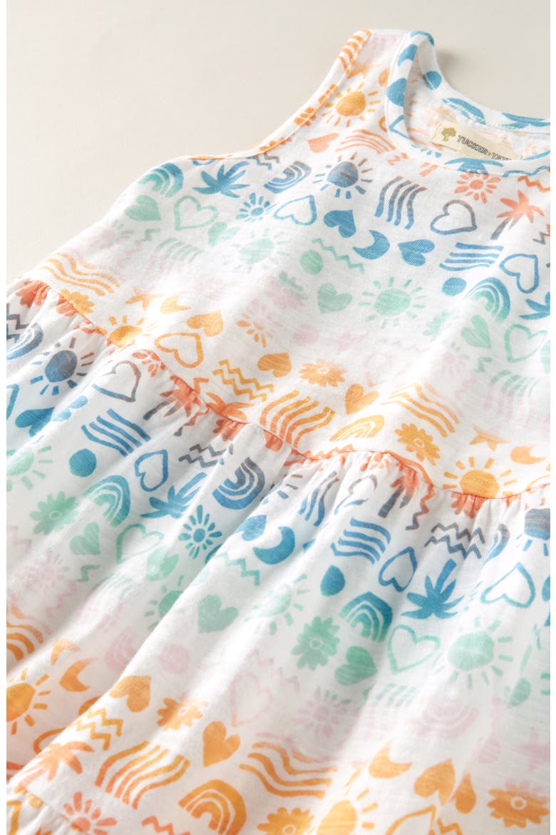 Kids' Tiered Dress, Alternate, color, WHITE- MULTI CHEERY TILE