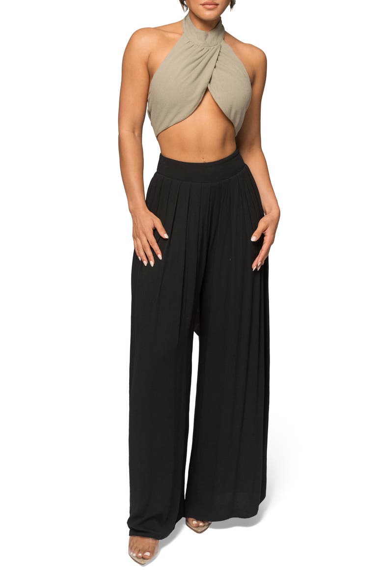 After Sunset Pleated Wide Leg Pants, Alternate, color, BLACK