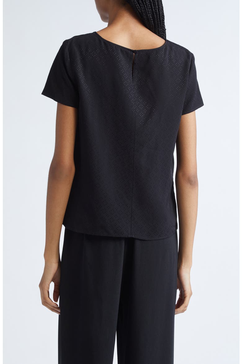 Pointelle Satin Top, Alternate, color, BLACK
