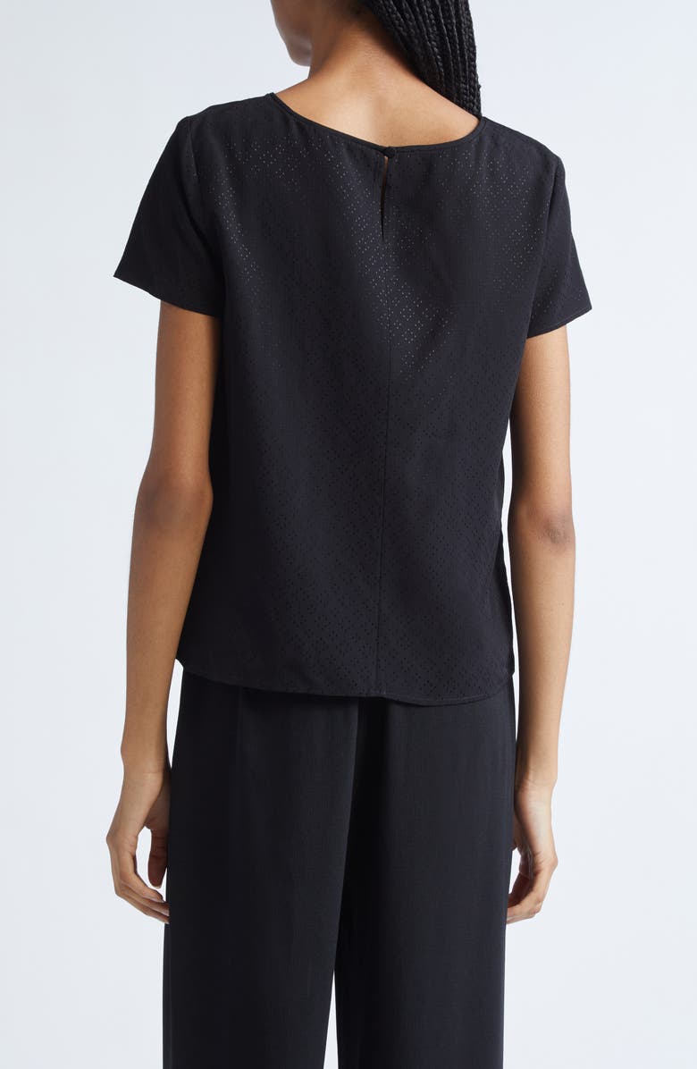 Emporio Armani Pointelle Satin Top, Alternate, color, Black
