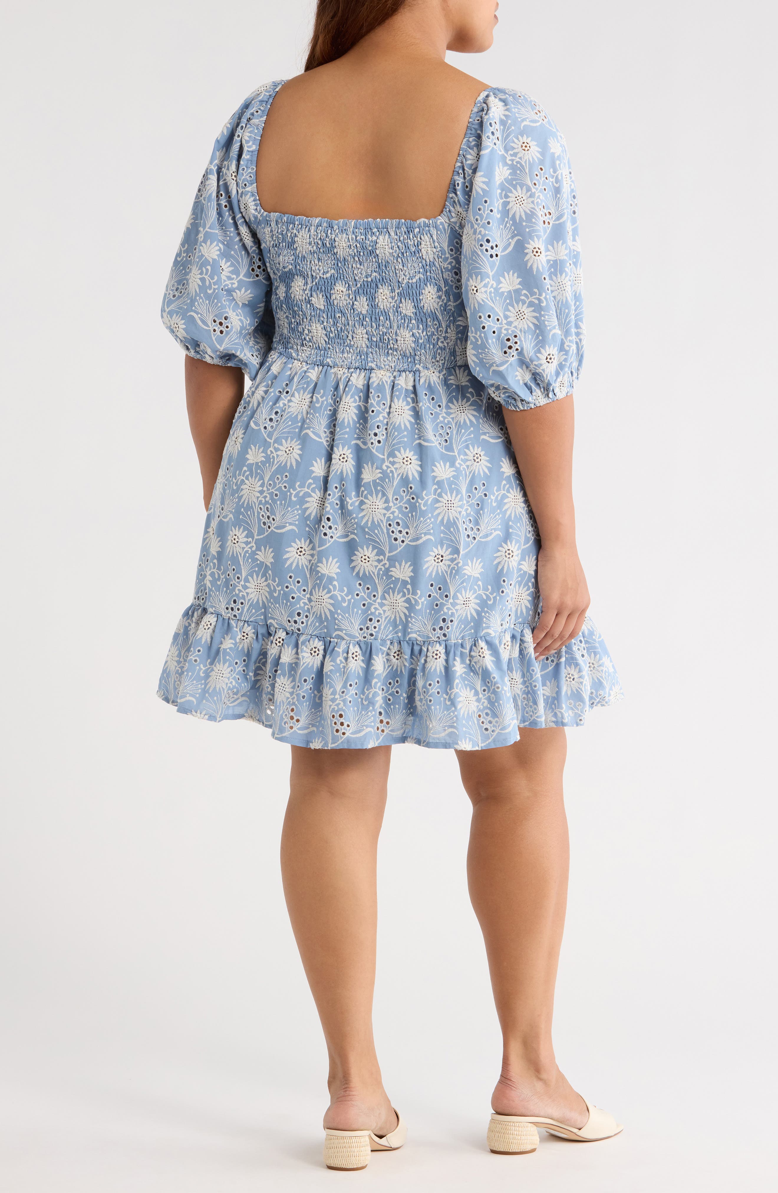Evy Moonflower Cotton Eyelet Minidress - image 2