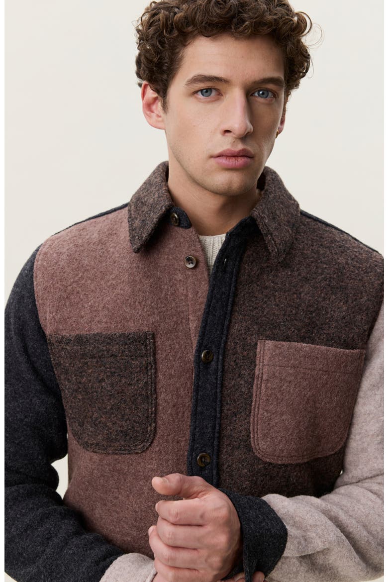 Wool Colorblocked Overshirt, Alternate, color, MOL BROWN
