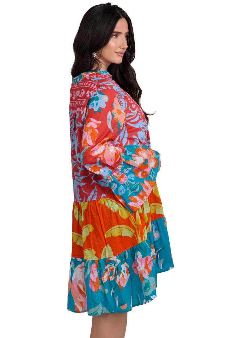 Mixed Floral Tunic Dress, Alternate, color, RED MULTI