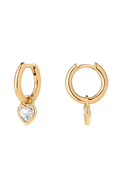 CZ Heart Huggie Hoop Earring