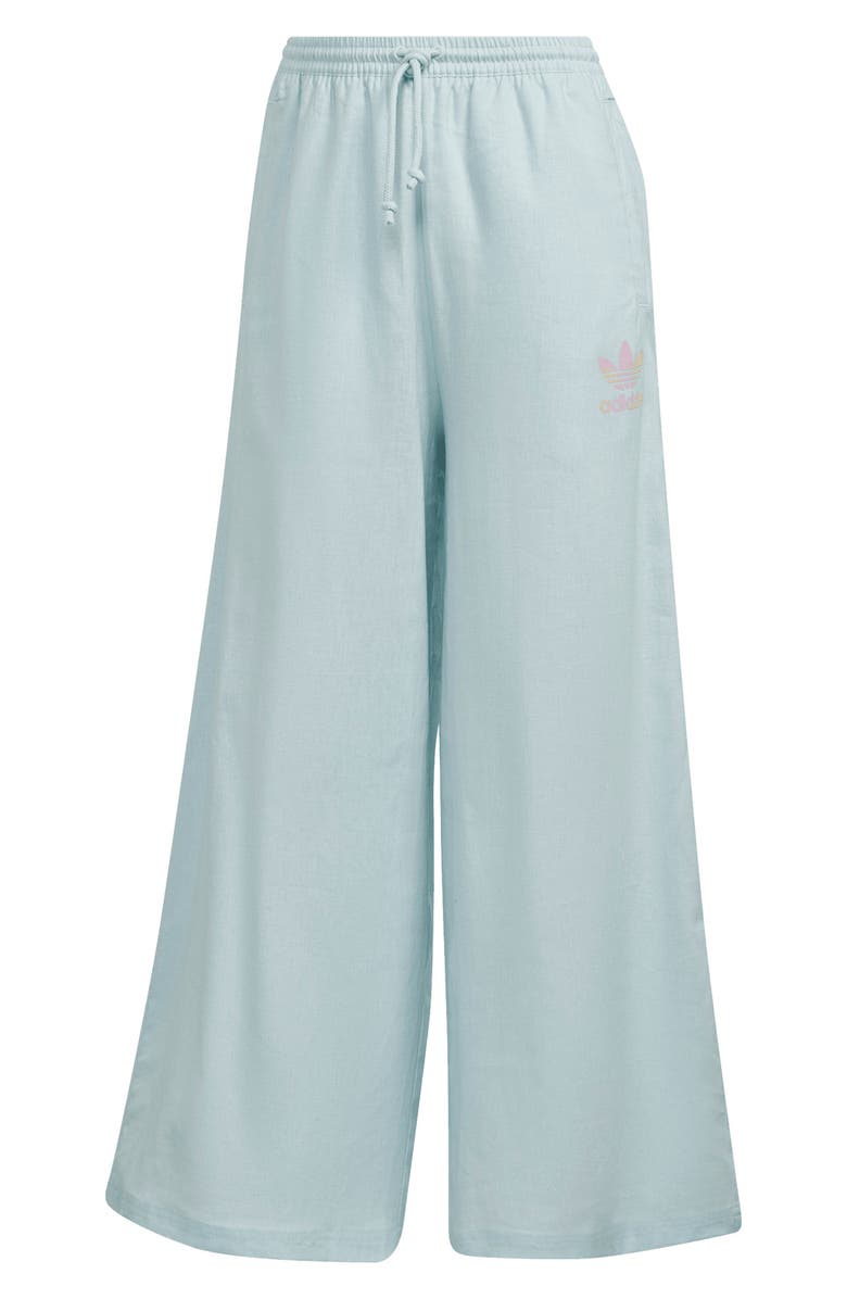 adidas Linen Blend Wide Leg 7/8 Pants, Main, color, 