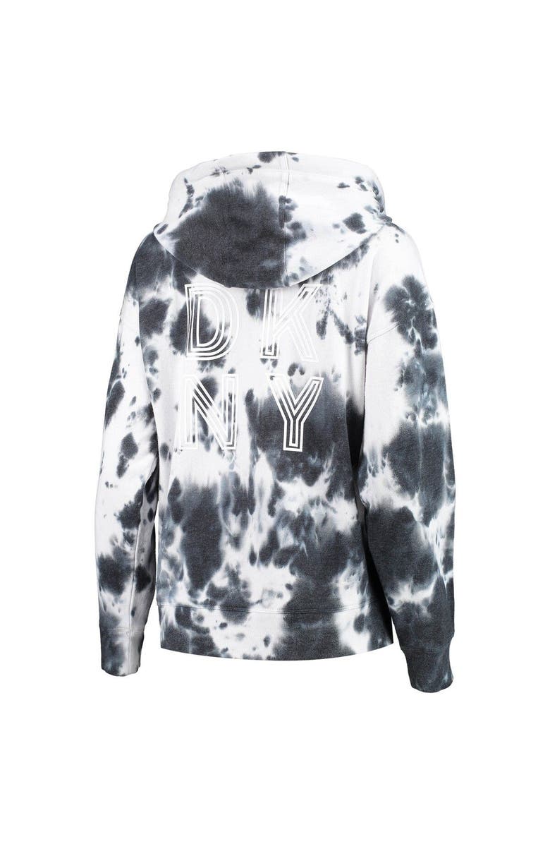 DKNY SPORT Women's DKNY Sport Black/White Philadelphia Flyers Dakota Tie-Dye Oversized Half-Zip Hoodie, Alternate, color, 