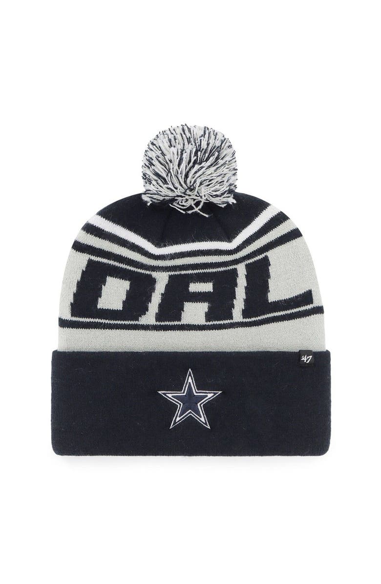 '47 Men's '47 Navy Dallas Cowboys Stylus Cuffed Knit Hat with Pom, Main, color, 