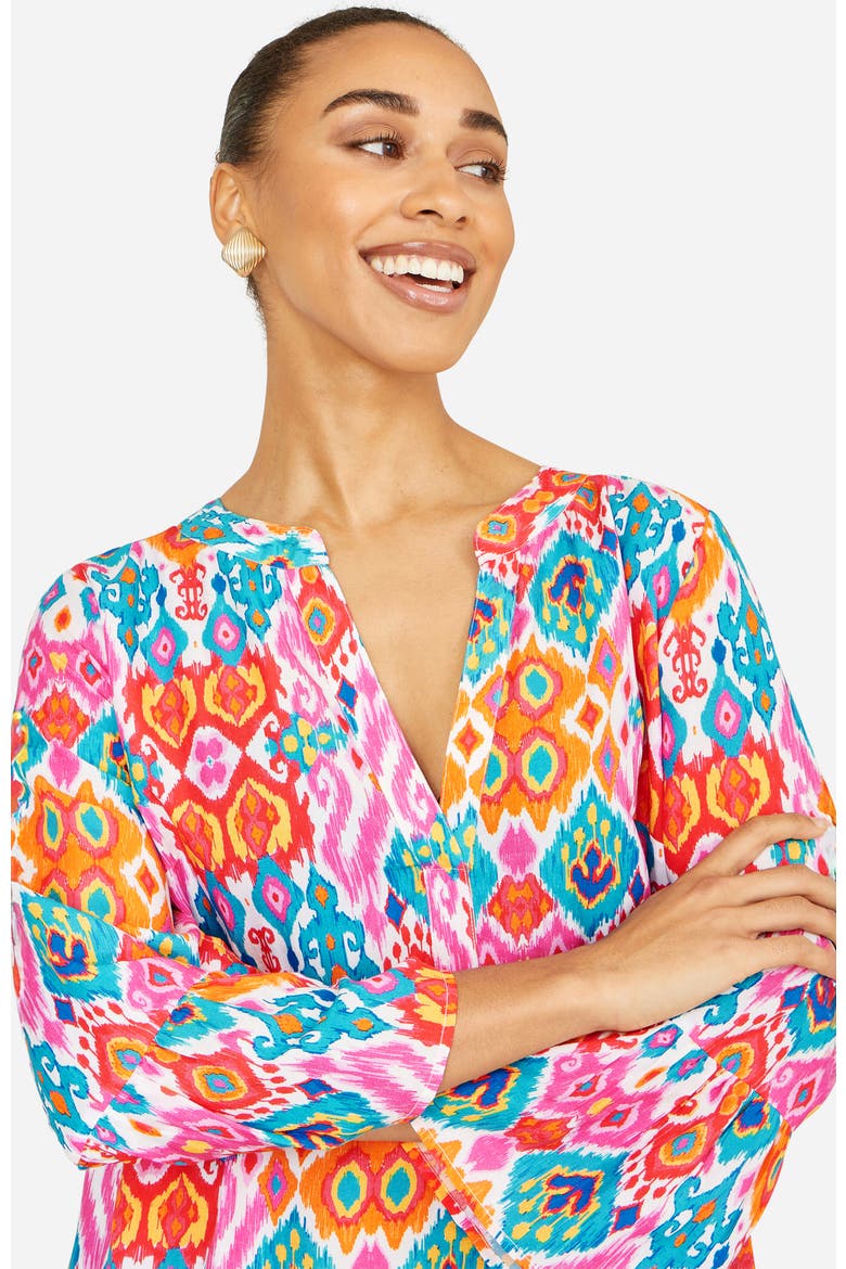 Ikat Print Beach Tunic Dress, Alternate, color, Multi