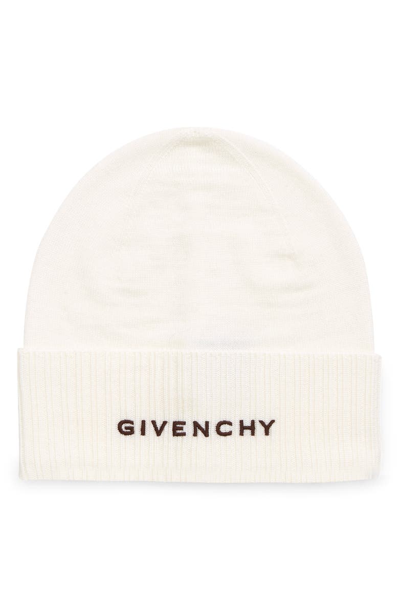 Givenchy Embroidered Logo Wool Beanie, Main, color, 