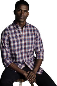 Charles Tyrwhitt Slim Fit Button-Down Collar Non-Iron Stretch Poplin Check Shirt