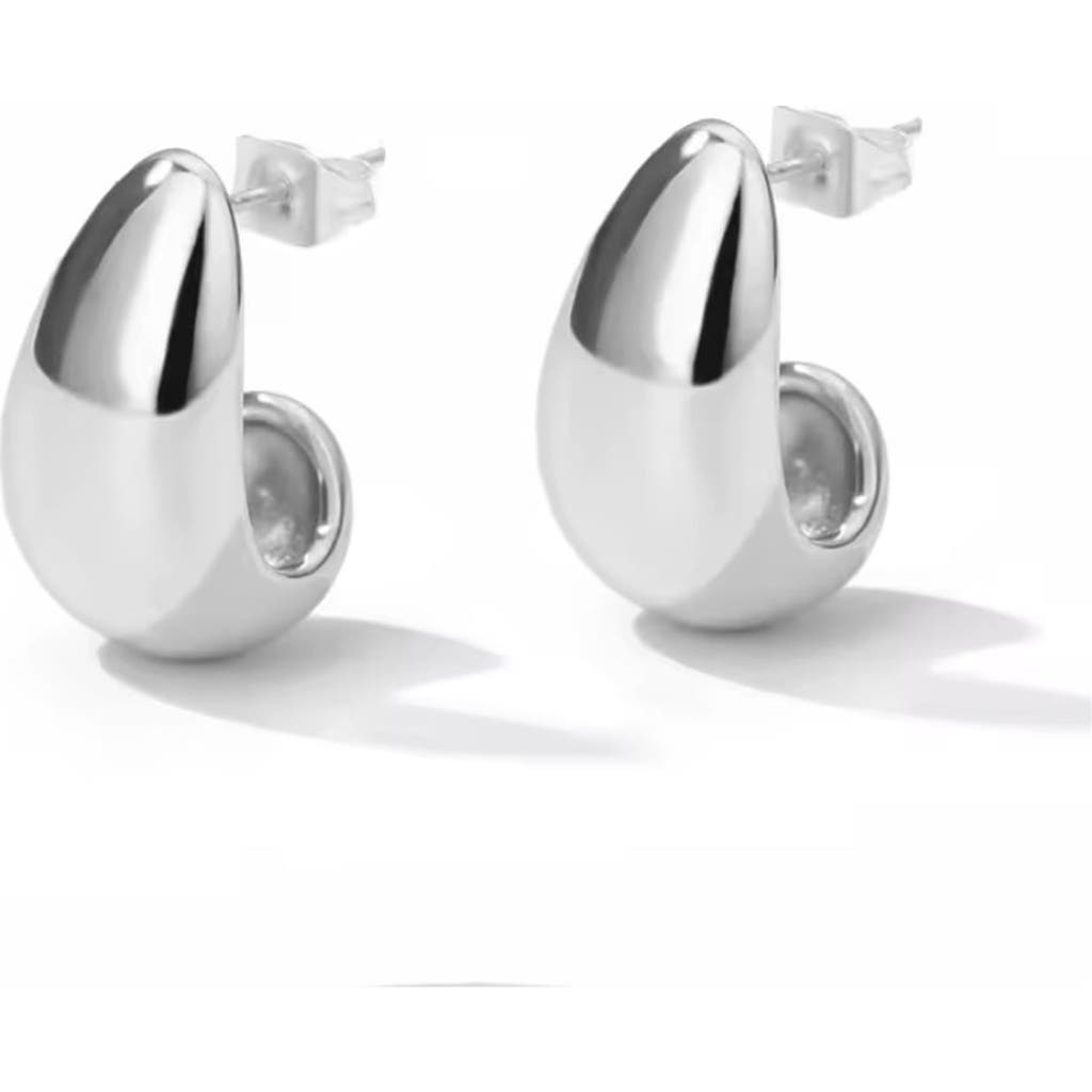 Hollywood Sensation Dome Huggie Teardrop Earrings In Silver
