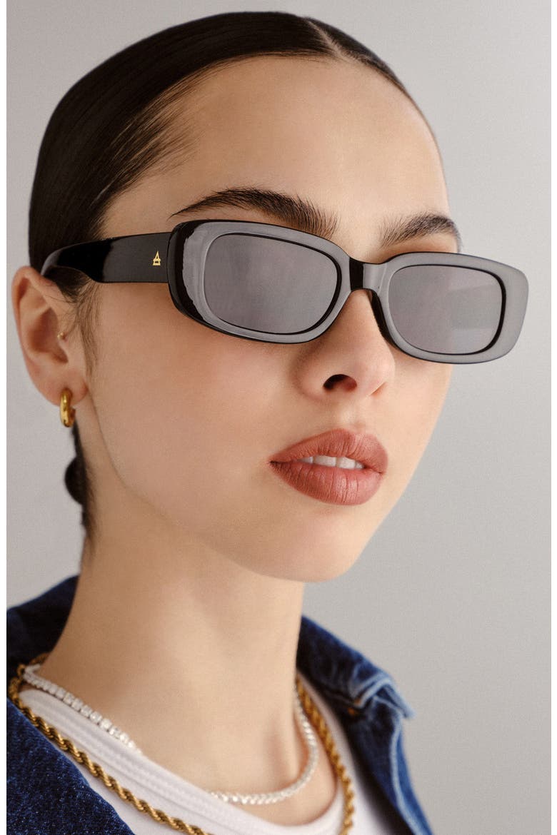 Ceres 51mm Rectangular Sunglasses, Alternate, color, BLACK / SMOKE MONO
