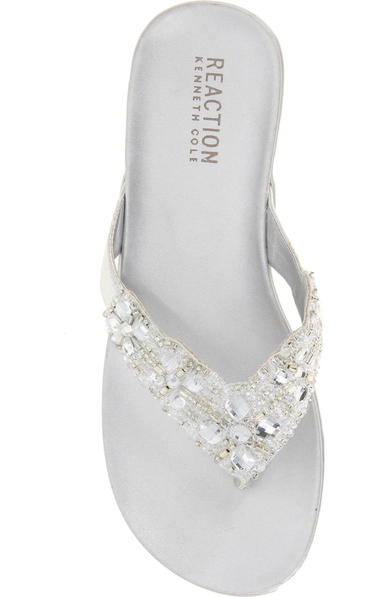 Kenneth Cole Reaction Glam-Athon Embellished Thong Sandal, Alternate, color, Silver