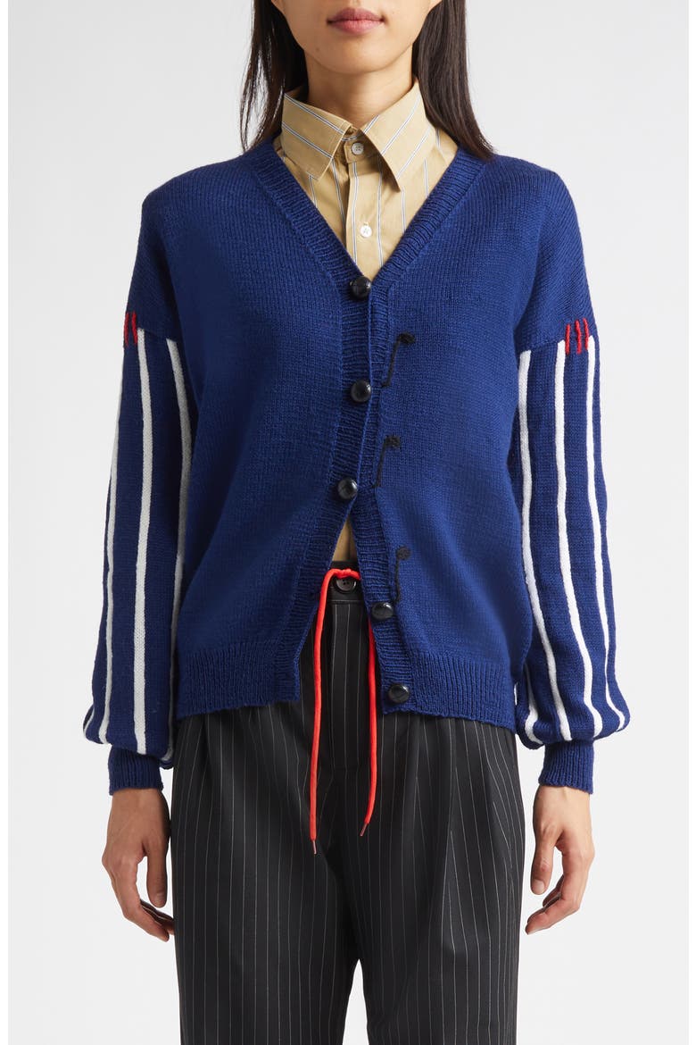 Eighth Note Hand Knit Cardigan, Main, color, NAVY BLUE