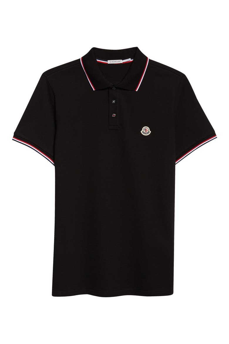 Tipped Cotton Piqué Polo, Alternate, color, BLACK
