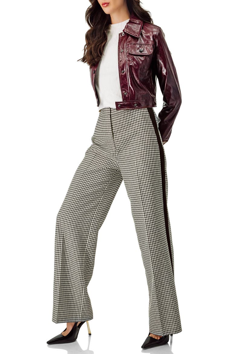 Checkered Wide-Leg Trousers With Side Stripe, Alternate, color, Black