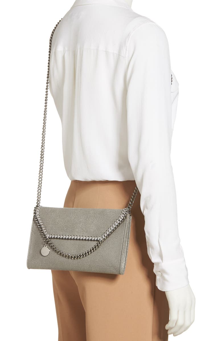 Stella McCartney Mini Falabella Shaggy Dear Faux Leather Crossbody Bag, Alternate, color, Light Grey