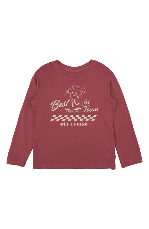 Feather 4 Arrow Kids' Pizza Long Sleeve Graphic T-shirt In Burgundy