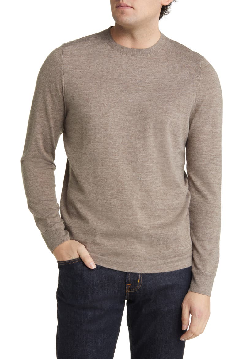 Tech Smart Crewneck Wool Blend Sweater, Main, color, TAN GREIGE
