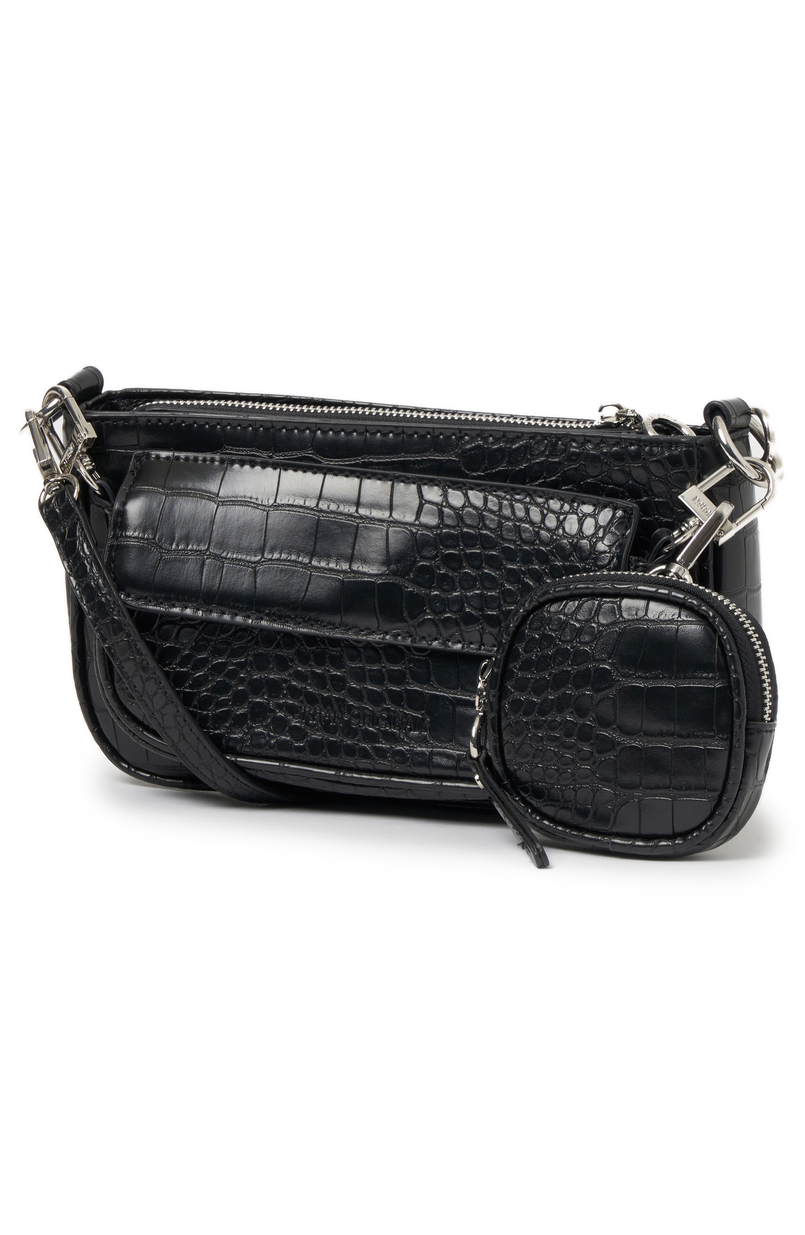 Urban Originals A Little Crazy Croc Shoulder Bag, Alternate, color, Black