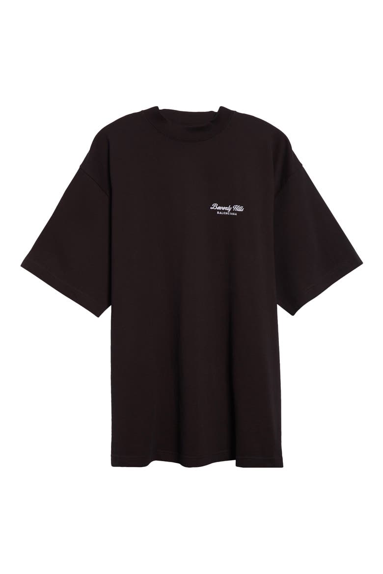 Beverly Hills Medium Fit Embroidered Cotton T-Shirt, Alternate, color, 9034 WASHED BLACK/ WHITE