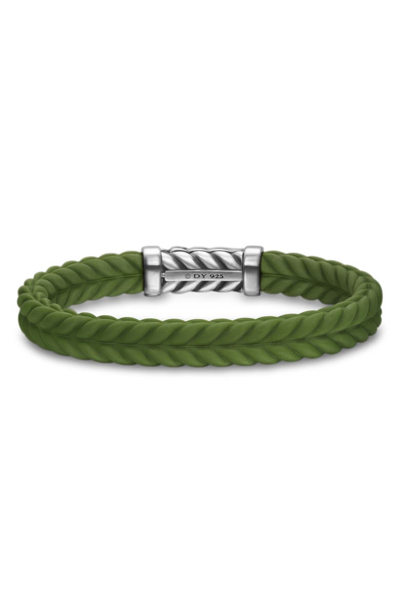 David Yurman Men's Chevron Rubber Bracelet, Alternate, color, Green/Sterling Silver