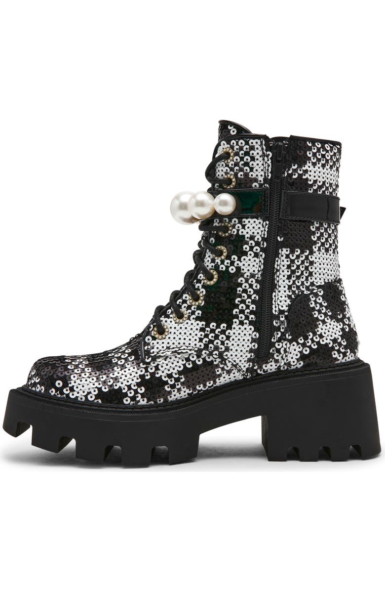 Betsey Johnson Jonnie Lug Sole Boot, Alternate, color, Black/ White Plaid
